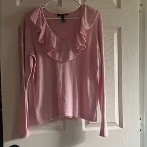 Ralph Lauren Pink Long Sleeve Ruffled Top